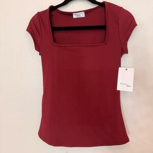 Elegant Square Neck Burgundy Top